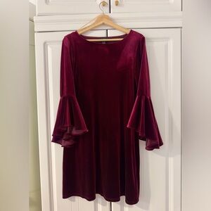 MSK Burgundy Long Sleeve Velvet Dress